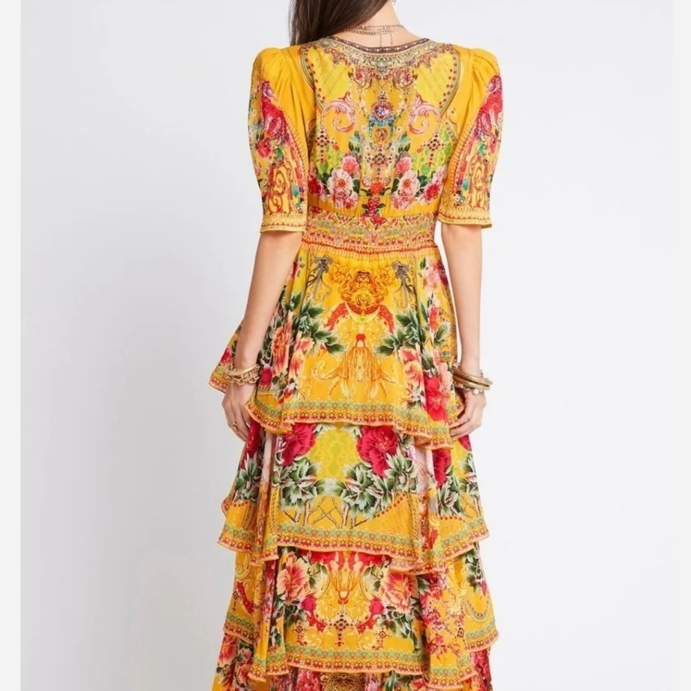 B&S Bohemian Yellow Coastal Cowgirl Maxi Dress Size XL - Picture 2 of 7